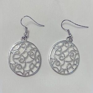 Silver ornate dangle earrings
